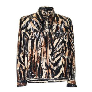 Notations black button-down with shimmering detail